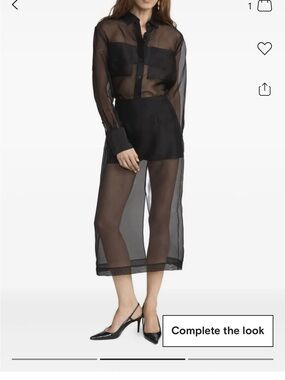 Frame Denim Black Organza Midi Pencil Skirt